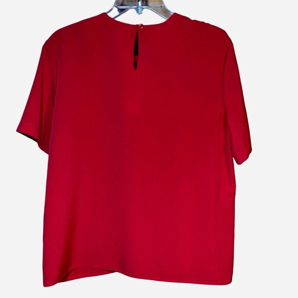 Vintage Nikki Red Embroidered Eyelet Blouse 10P Holiday Boho Grannycore Top - Picture 3 of 5